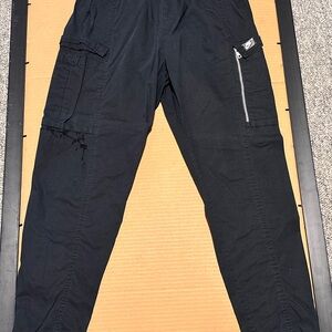 Nike Pants Mens M Black Jogger Cargo Woven Pockets Drawstring Swoosh Activewear